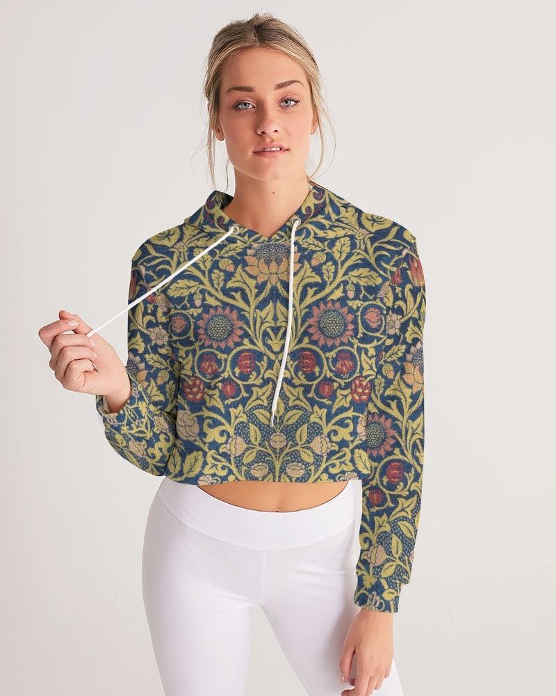 Women's Cropped Hoodie-William Morris Botanical - Elementologie