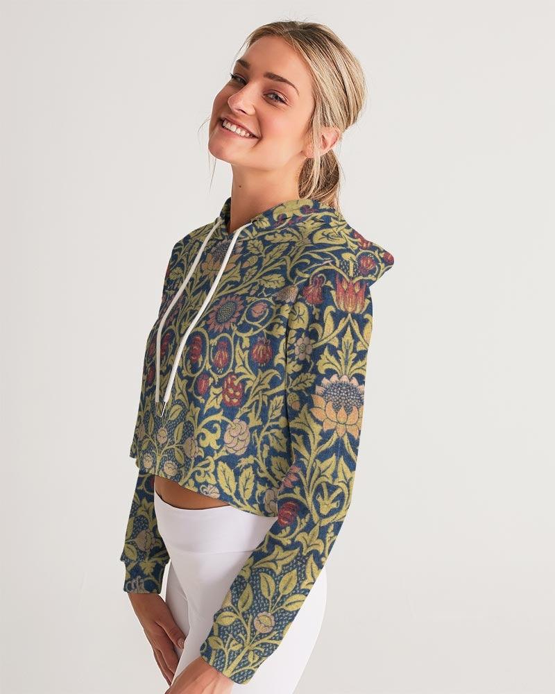 Women's Cropped Hoodie-William Morris Botanical - Elementologie