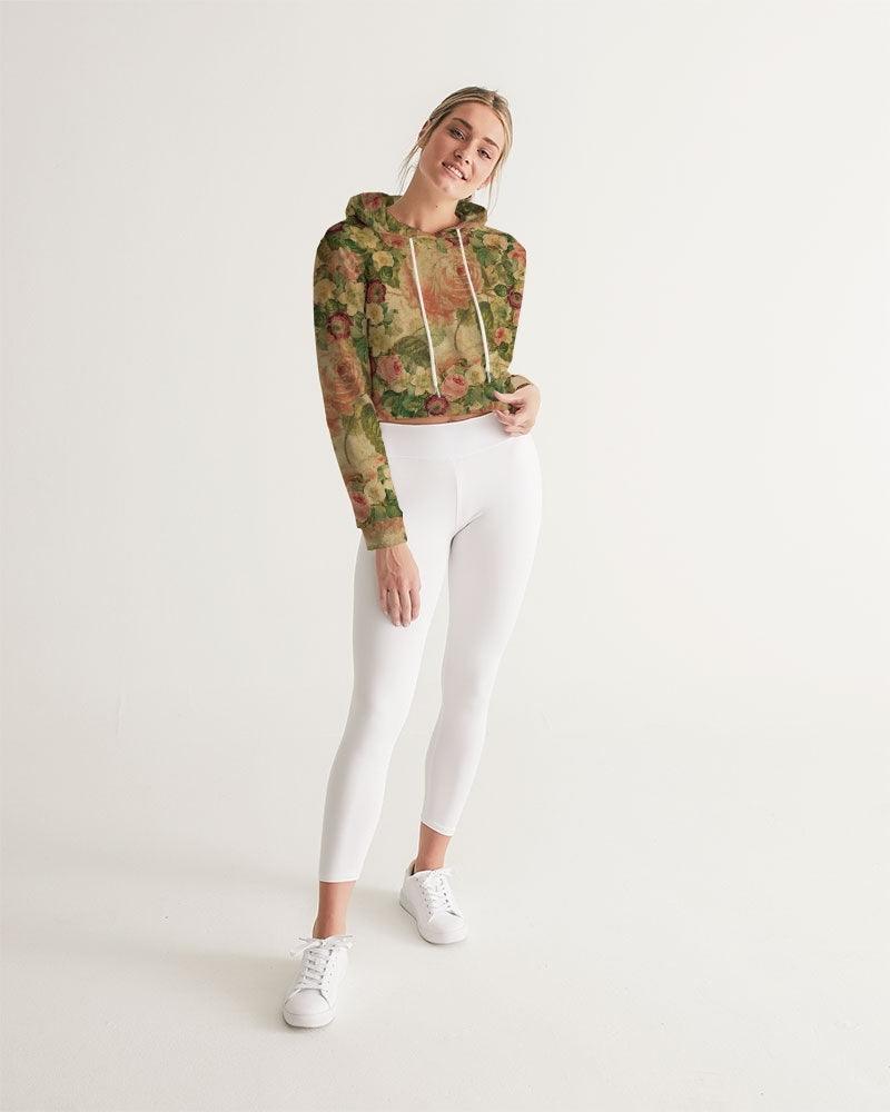 Women's Cropped Hoodie-Vintage Garden - Elementologie