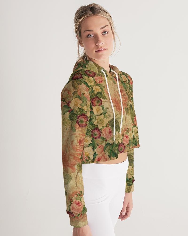 Women's Cropped Hoodie-Vintage Garden - Elementologie