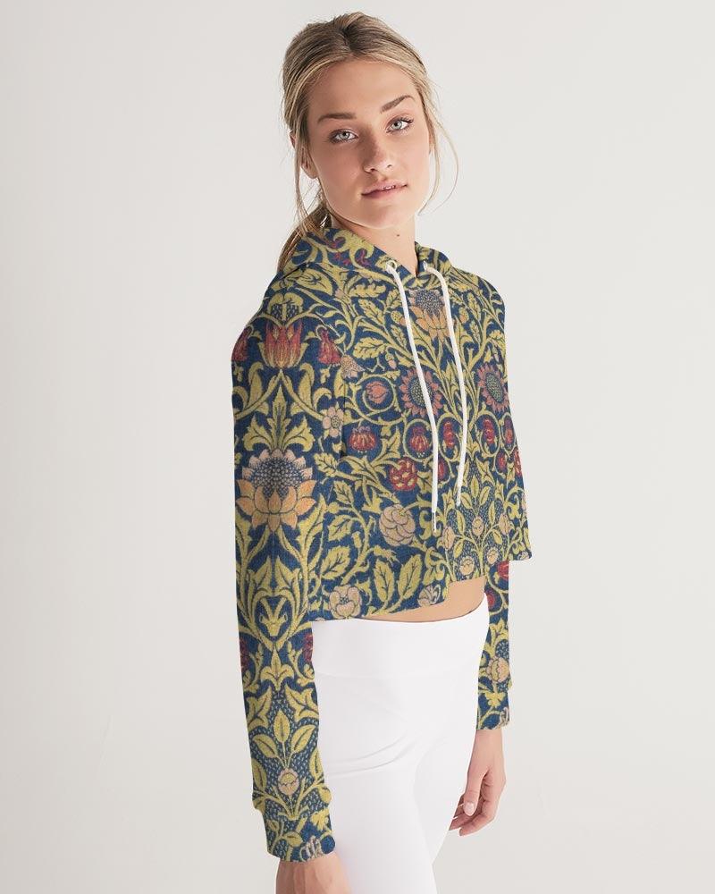 Women's Cropped Hoodie-William Morris Botanical - Elementologie