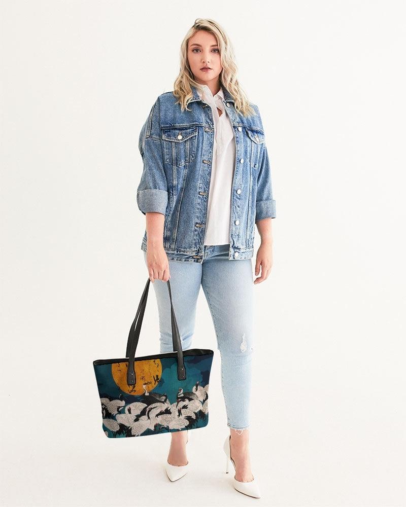 Stylish Tote-Cranes With Moon - Elementologie