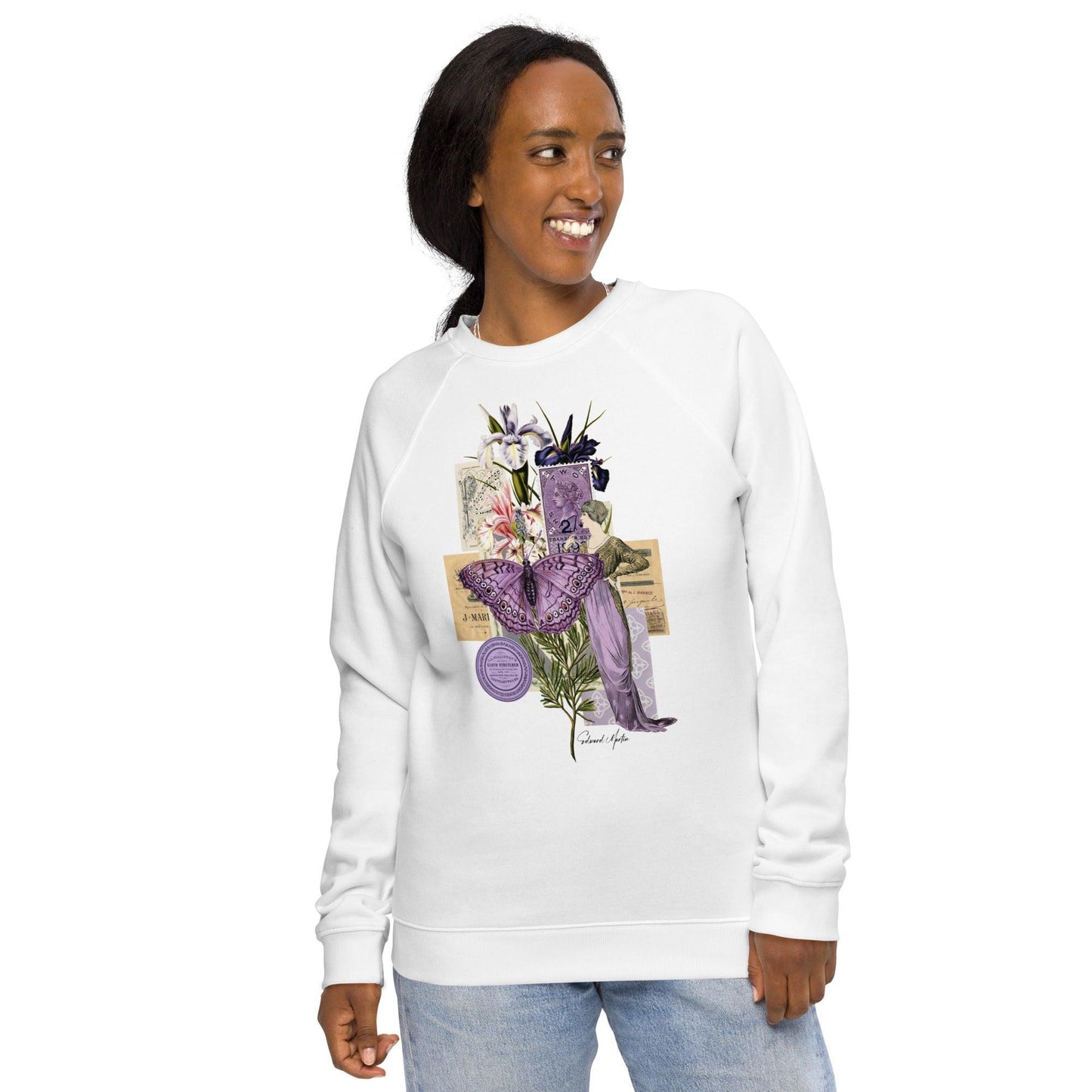 Organic Raglan Sweatshirt-Lavender Collage - Elementologie
