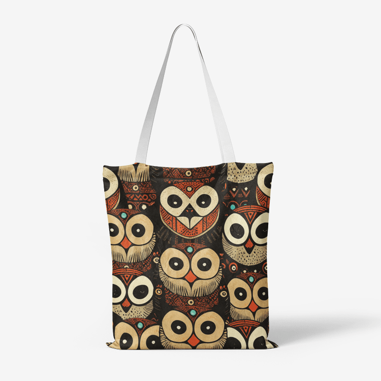 Natural Canvas Tote Bag- Owls - Elementologie