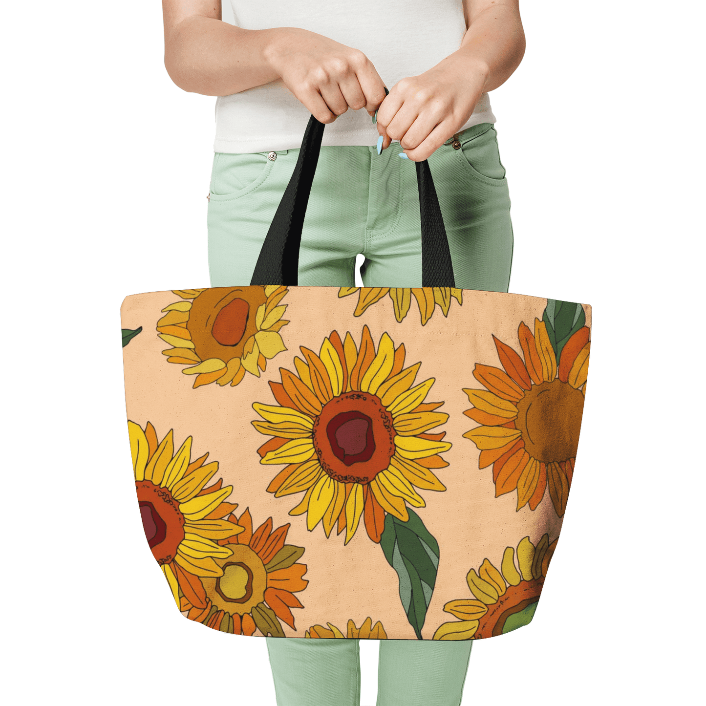 Natural Canvas Tote Bags-Sunflower - Elementologie