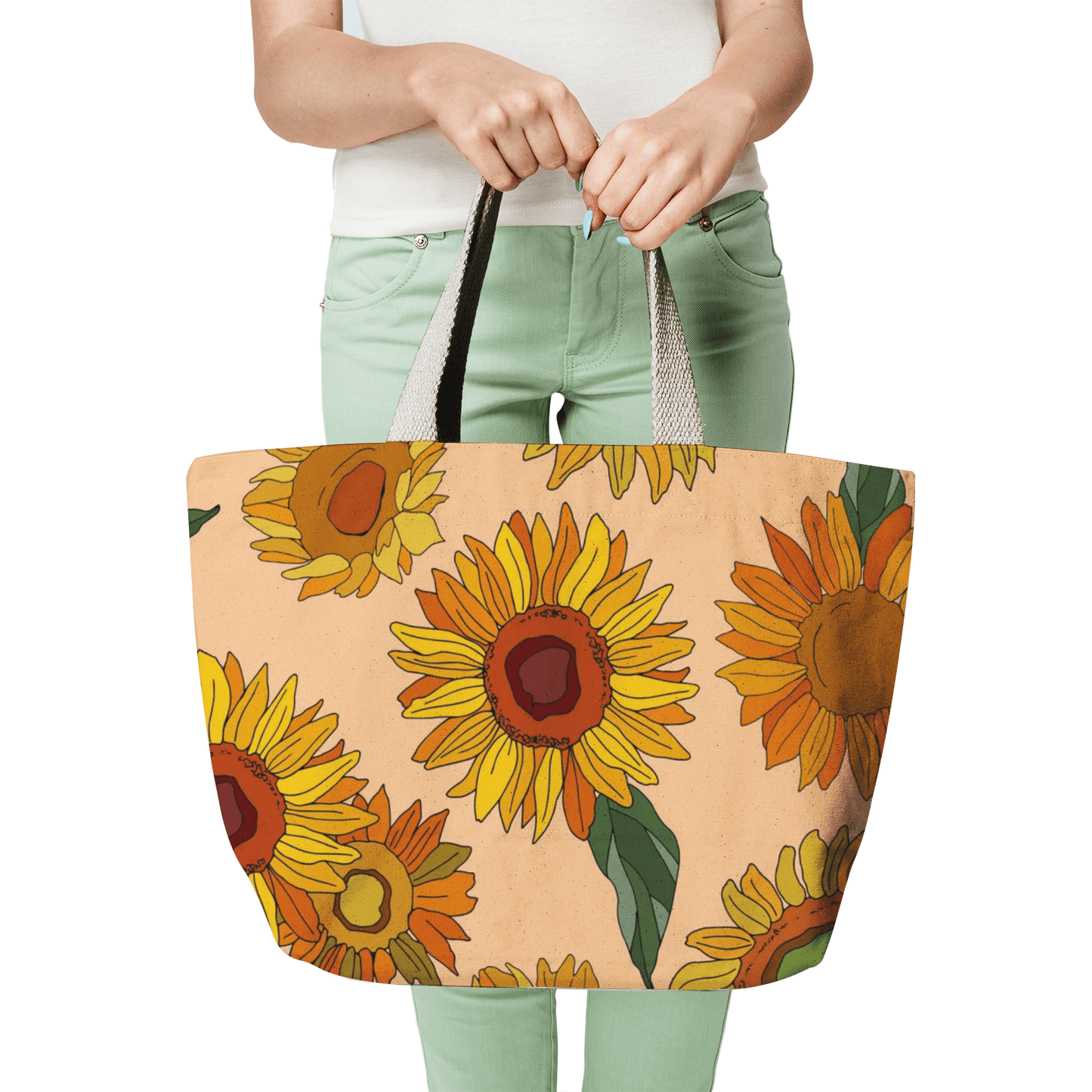 Natural Canvas Tote Bags-Sunflower - Elementologie