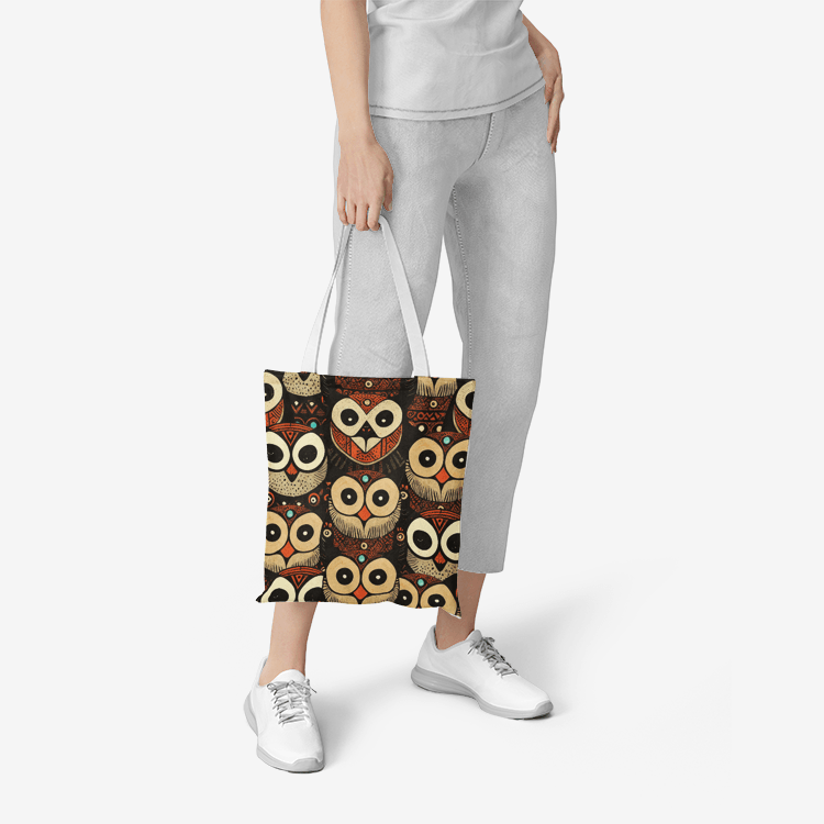 Natural Canvas Tote Bag- Owls - Elementologie