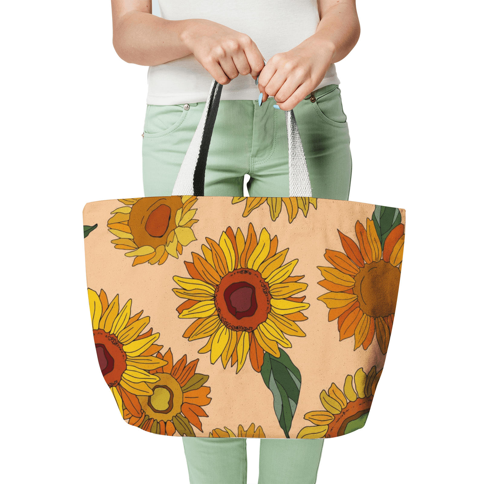 Natural Canvas Tote Bags-Sunflower - Elementologie