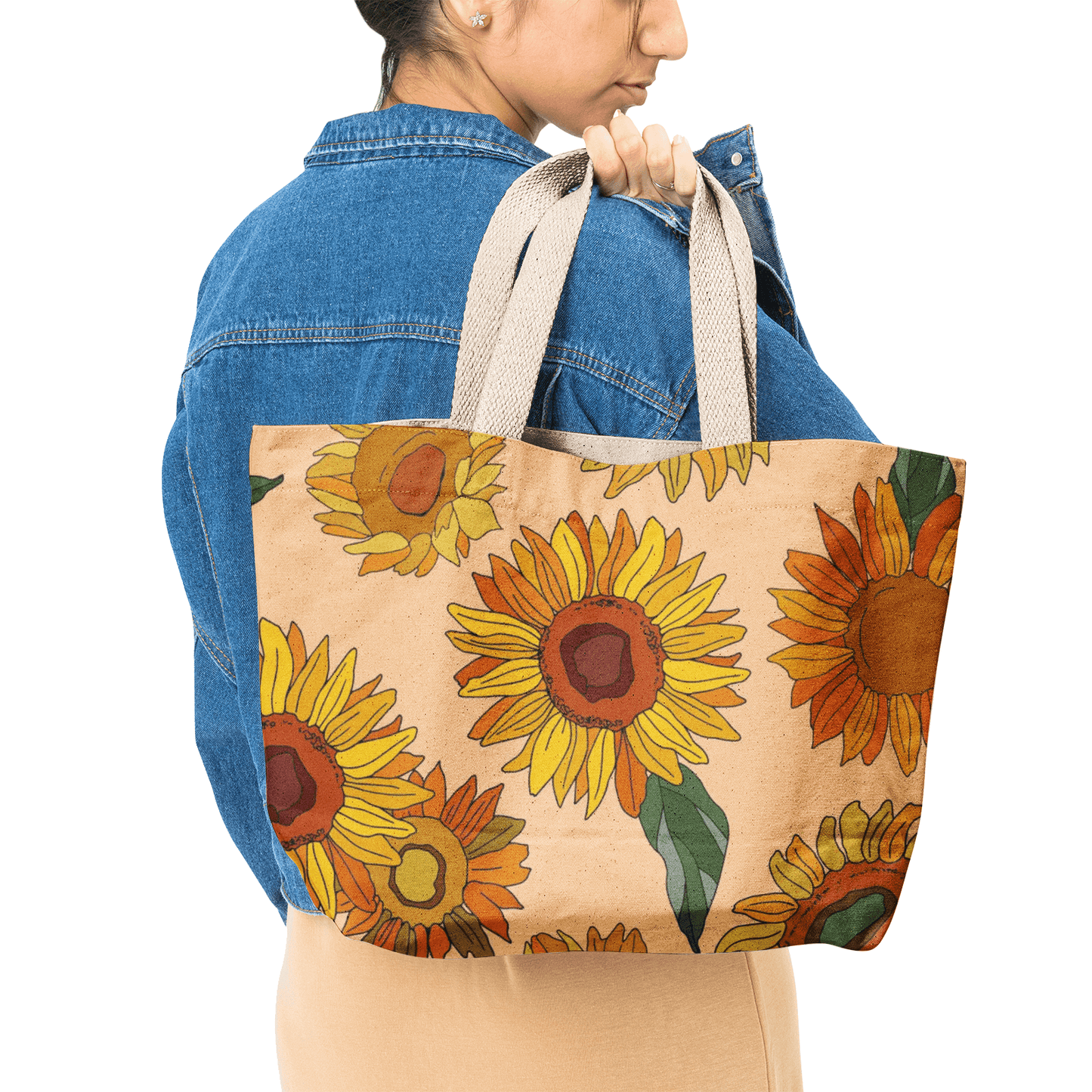 Natural Canvas Tote Bags-Sunflower - Elementologie