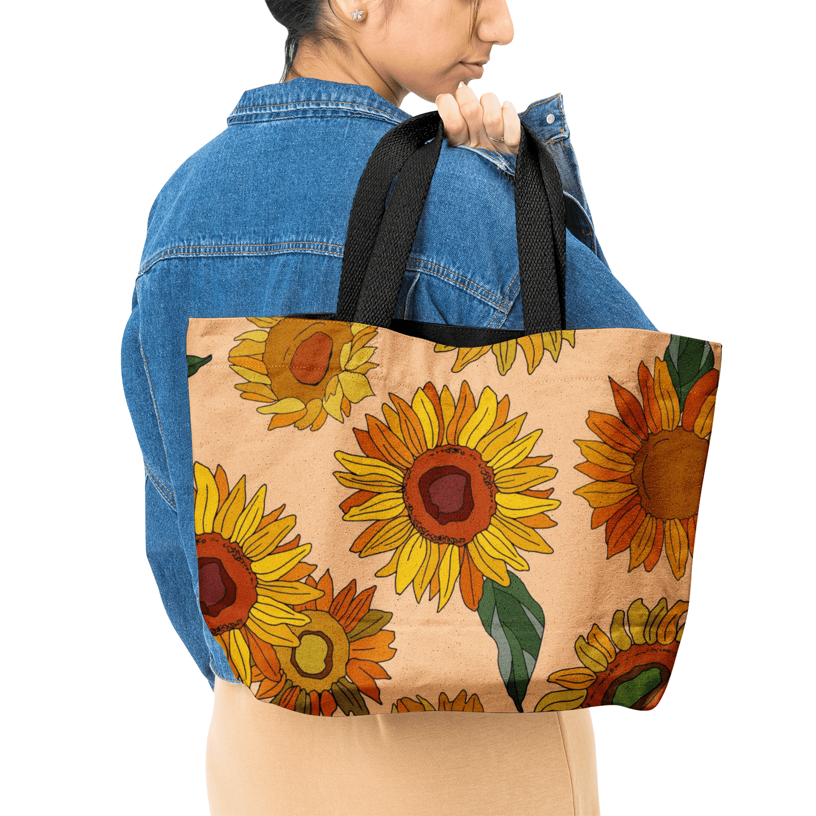 Natural Canvas Tote Bags-Sunflower - Elementologie