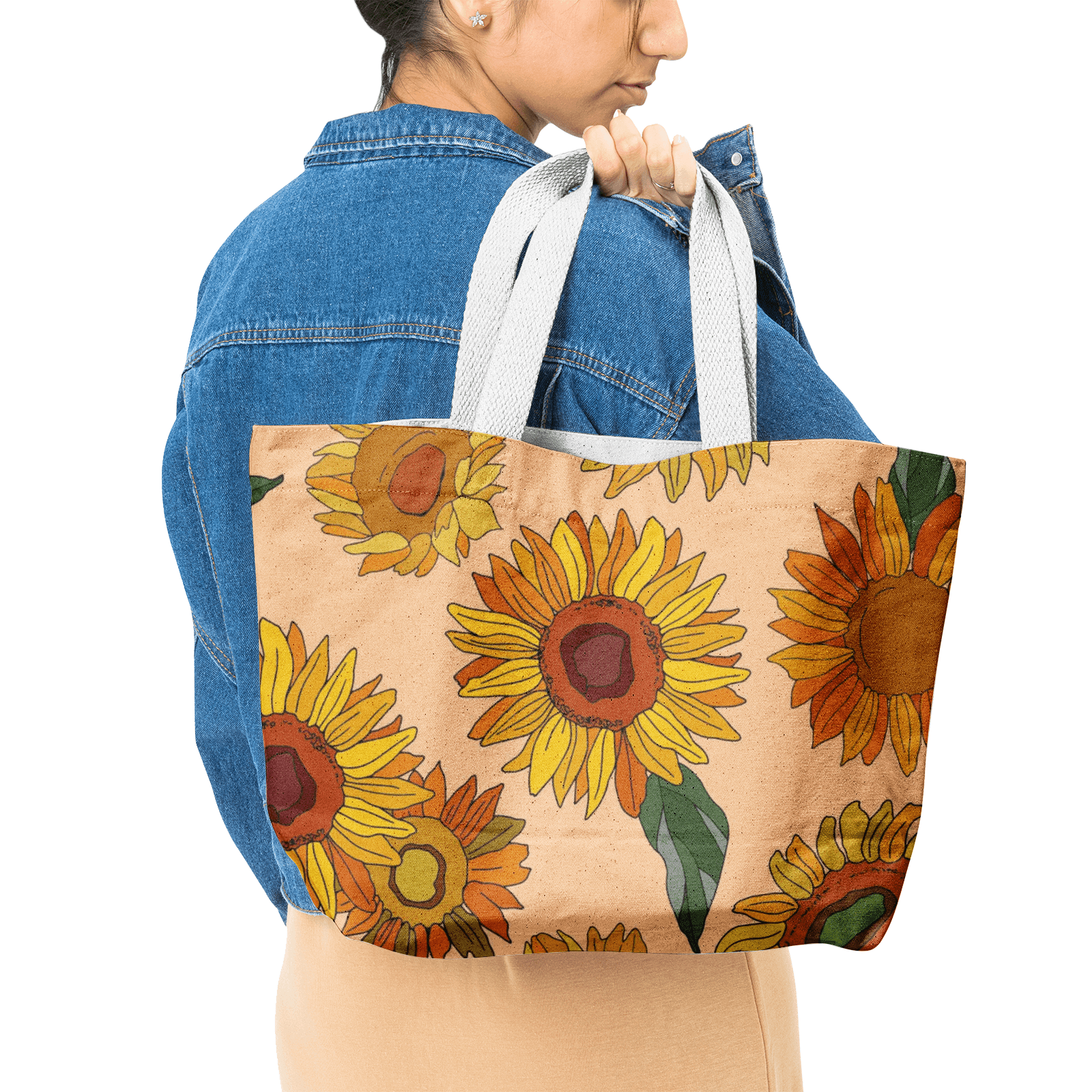 Natural Canvas Tote Bags-Sunflower - Elementologie