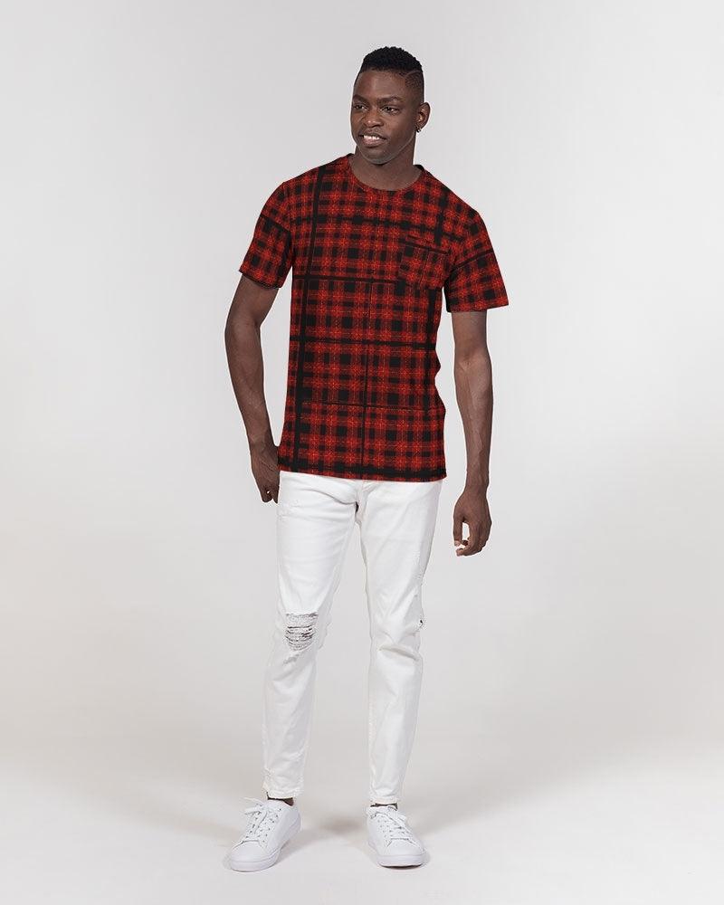 Men's Everyday Pocket Tee-Red Grunge Plaid - Elementologie