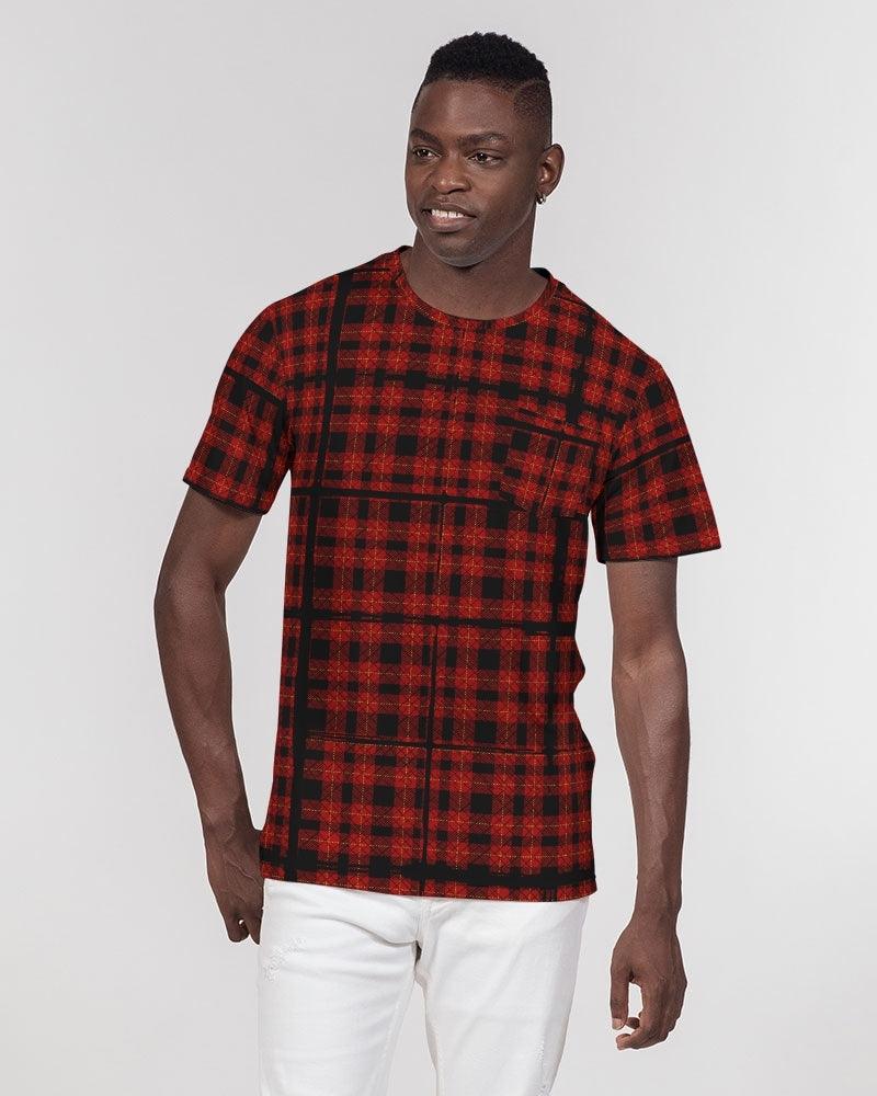 Men's Everyday Pocket Tee-Red Grunge Plaid - Elementologie