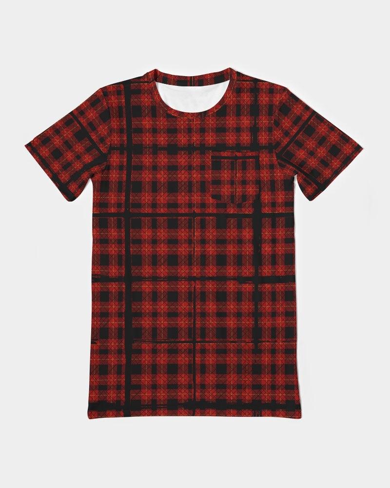 Men's Everyday Pocket Tee-Red Grunge Plaid - Elementologie