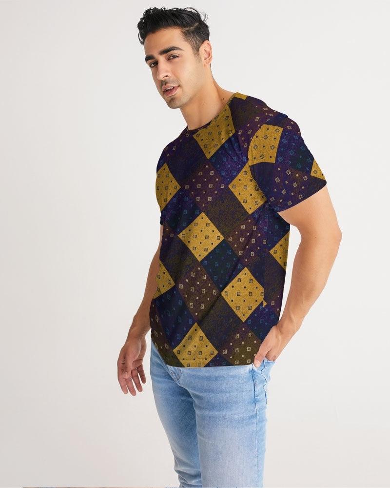 Men's Tee-Geometric Patchwork-Royalty - Elementologie