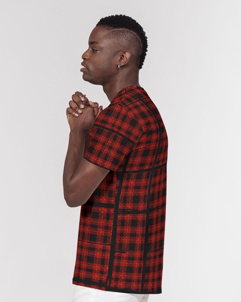 Men's Everyday Pocket Tee-Red Grunge Plaid - Elementologie