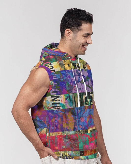 Men's Premium Heavyweight Sleeveless Hoodie-Collage Art No.07 - Elementologie