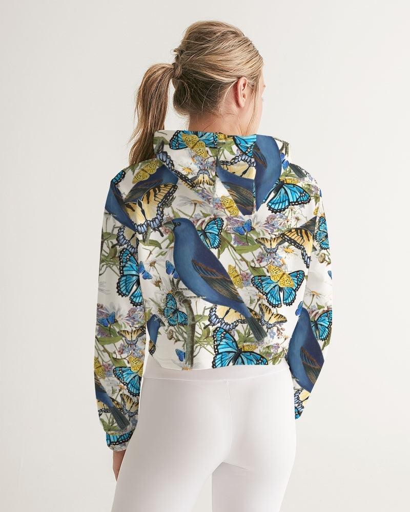 Women's Cropped Windbreaker-Blue Garden - Elementologie