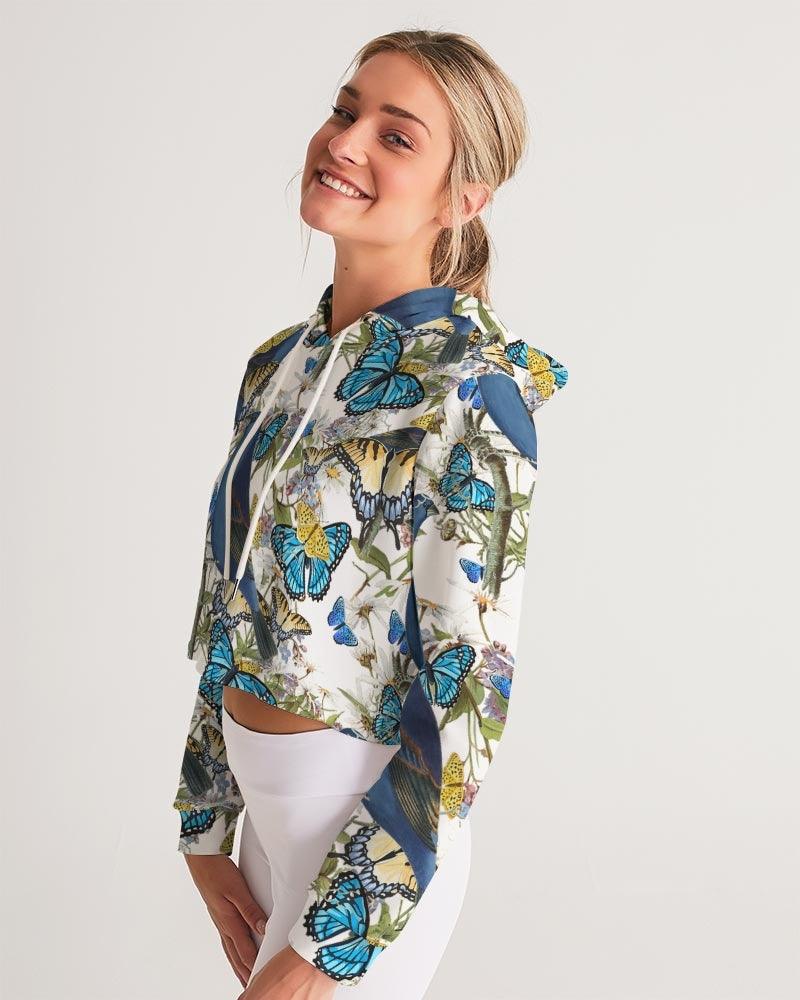 Women's Cropped Windbreaker-Blue Garden - Elementologie