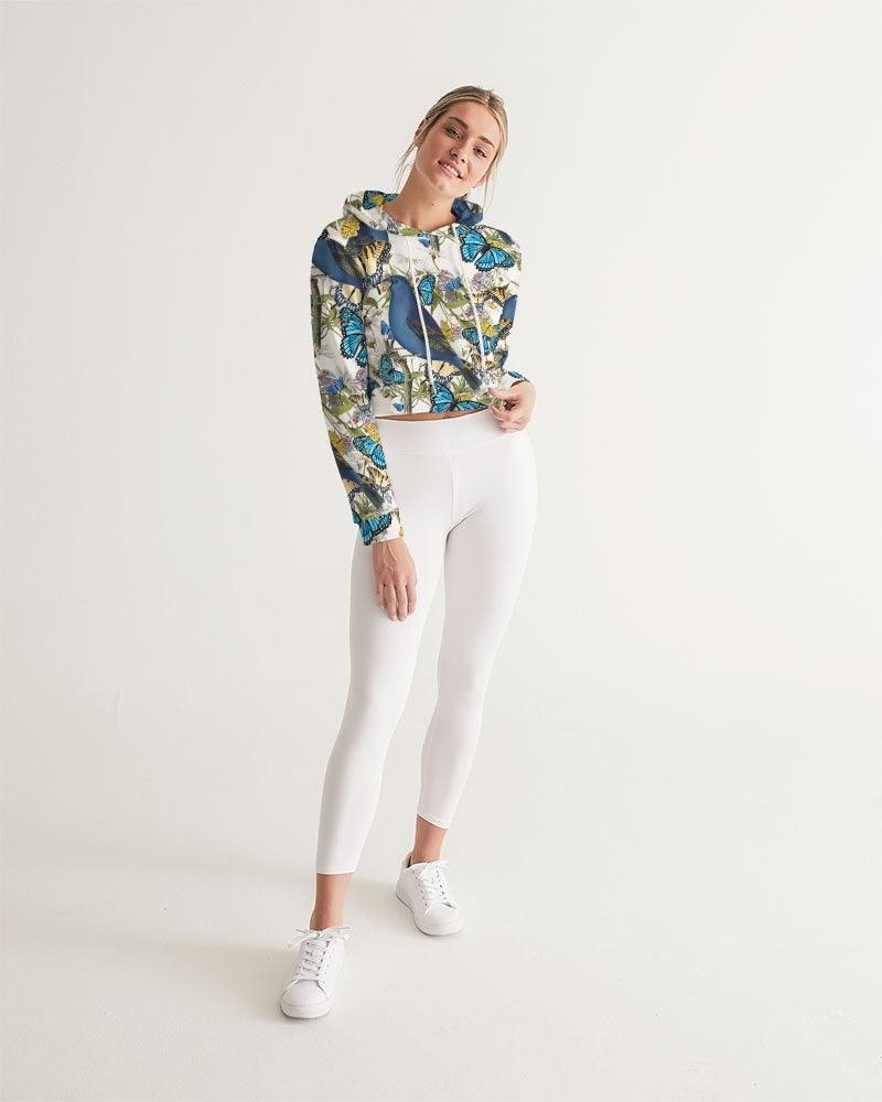 Women's Cropped Windbreaker-Blue Garden - Elementologie