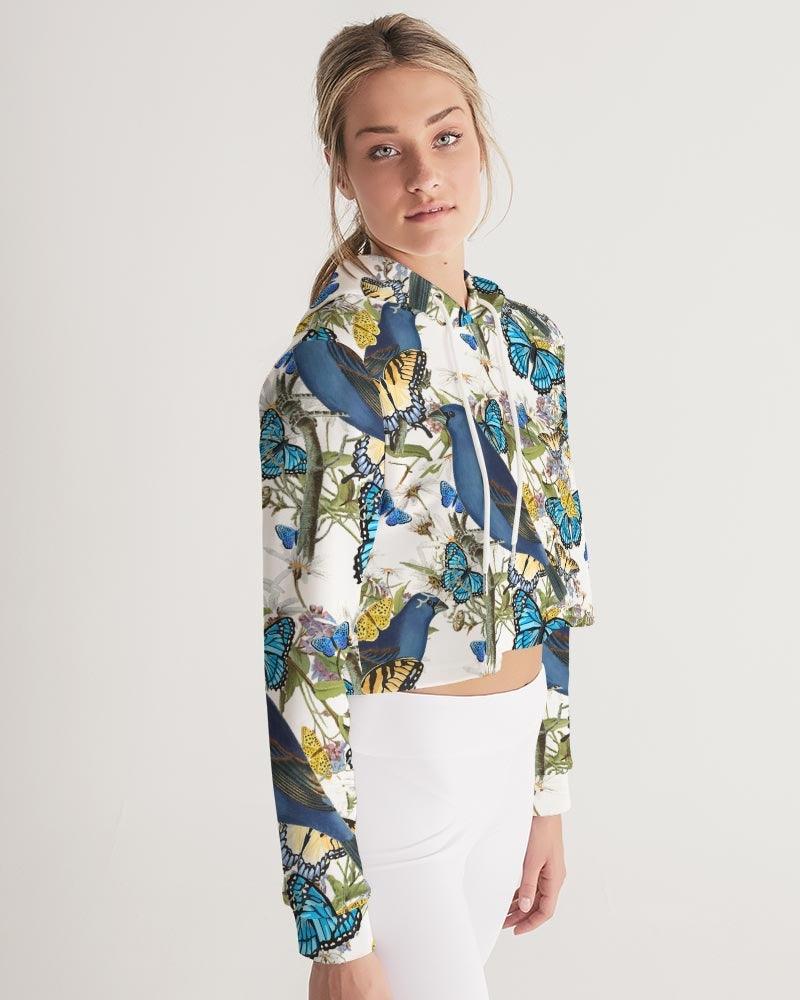 Women's Cropped Windbreaker-Blue Garden - Elementologie