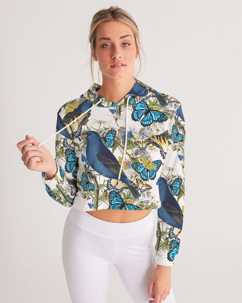 Women's Cropped Windbreaker-Blue Garden - Elementologie