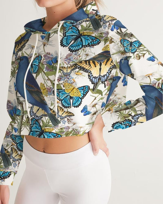 Women's Cropped Windbreaker-Blue Garden - Elementologie