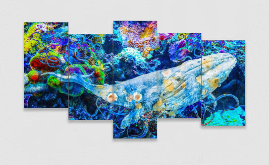 Canvas Wall Art-Five-Piece Mural-Underwater Beauty - Elementologie