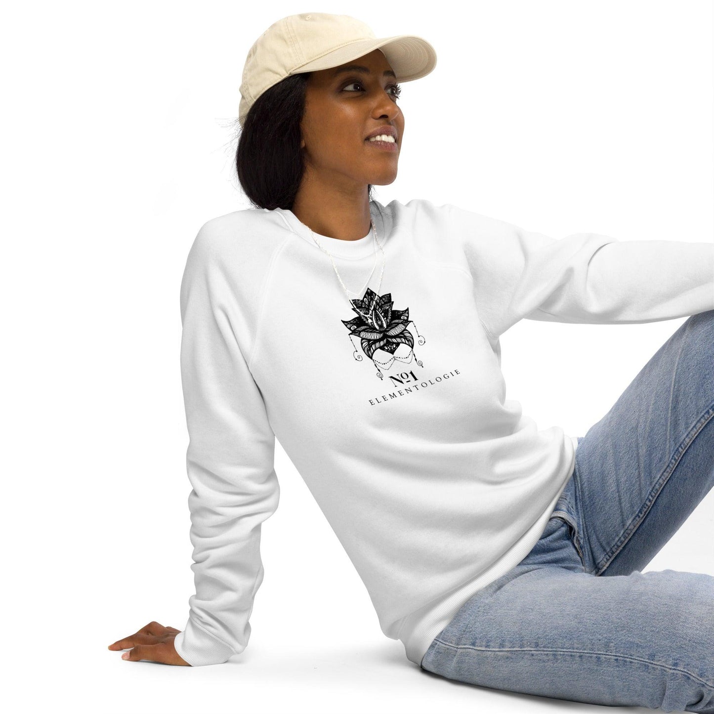 Unisex Organic Raglan Sweatshirt-Mandala Lotus No.01 - Elementologie