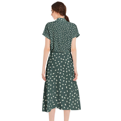 Drawstring Waist A-line Flared Midi Dress - Premium  from Elementologie - Just $99! Shop now at Elementologie