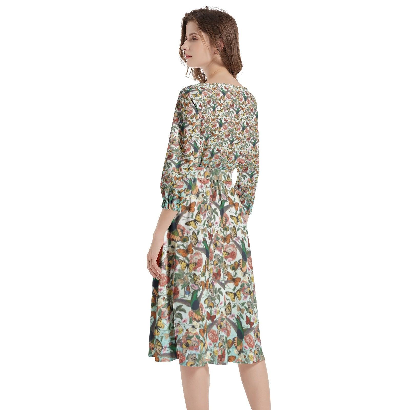 Boat Neck Belted Flared Dress - Premium  from Elementologie - Just $99! Shop now at Elementologie