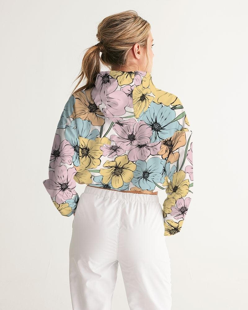 Women's Cropped Windbreaker-Vintage Flowers - Premium  from Elementologie - Just $49.99! Shop now at Elementologie