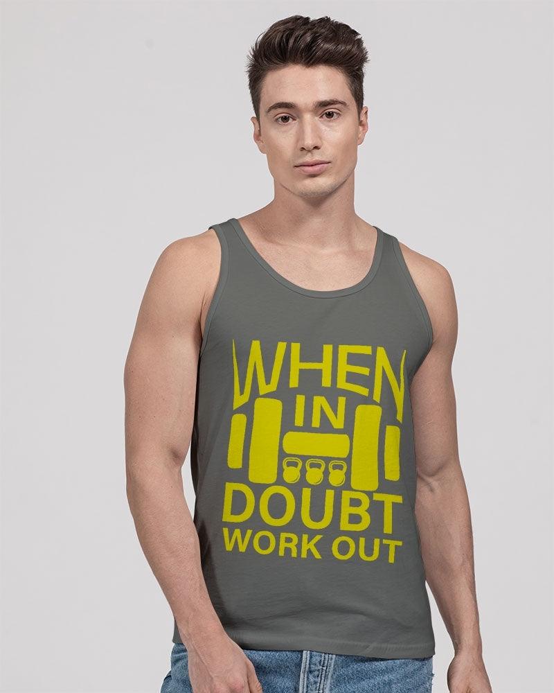 Men's Jersey Tank -Bella + Canvas- When In Doubt, Work Out - Premium  from Elementologie - Just $28.99! Shop now at Elementologie