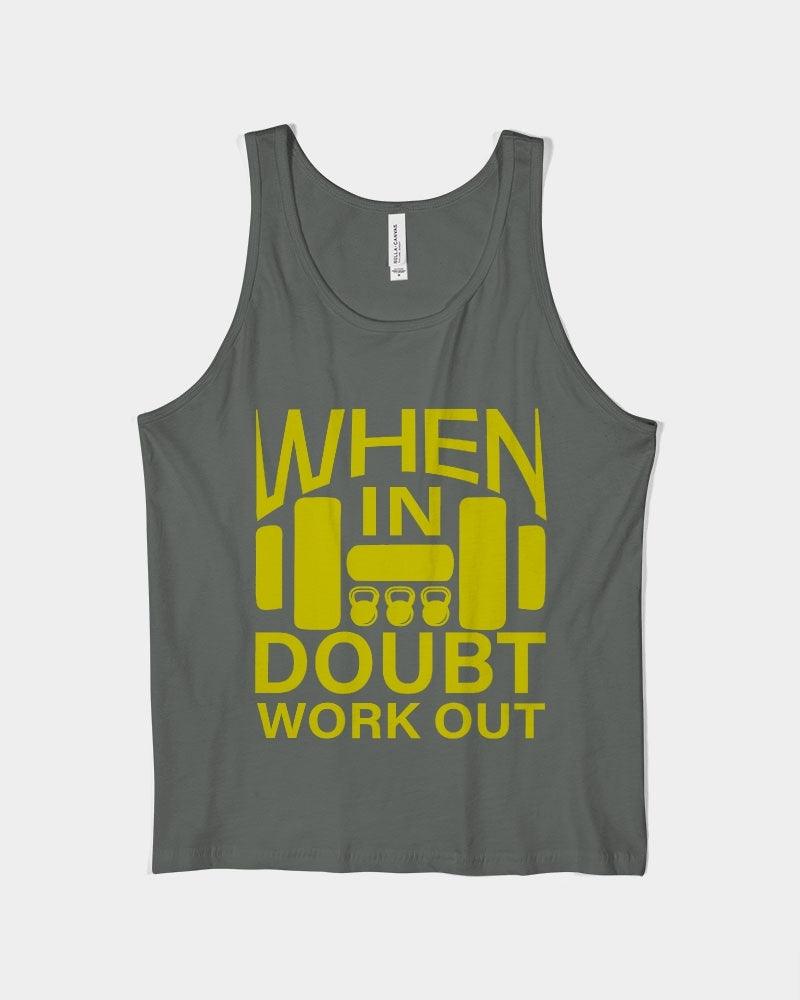 Men's Jersey Tank -Bella + Canvas- When In Doubt, Work Out - Premium  from Elementologie - Just $28.99! Shop now at Elementologie