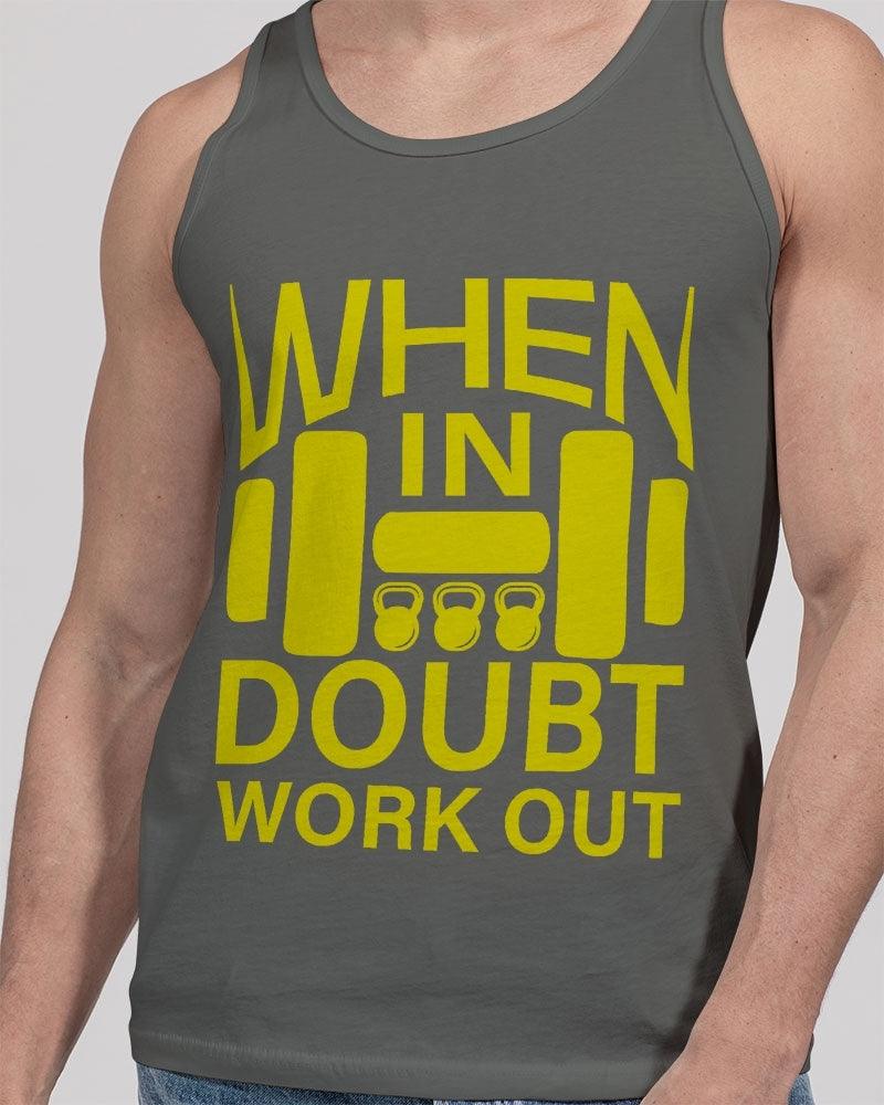 Men's Jersey Tank -Bella + Canvas- When In Doubt, Work Out - Premium  from Elementologie - Just $28.99! Shop now at Elementologie