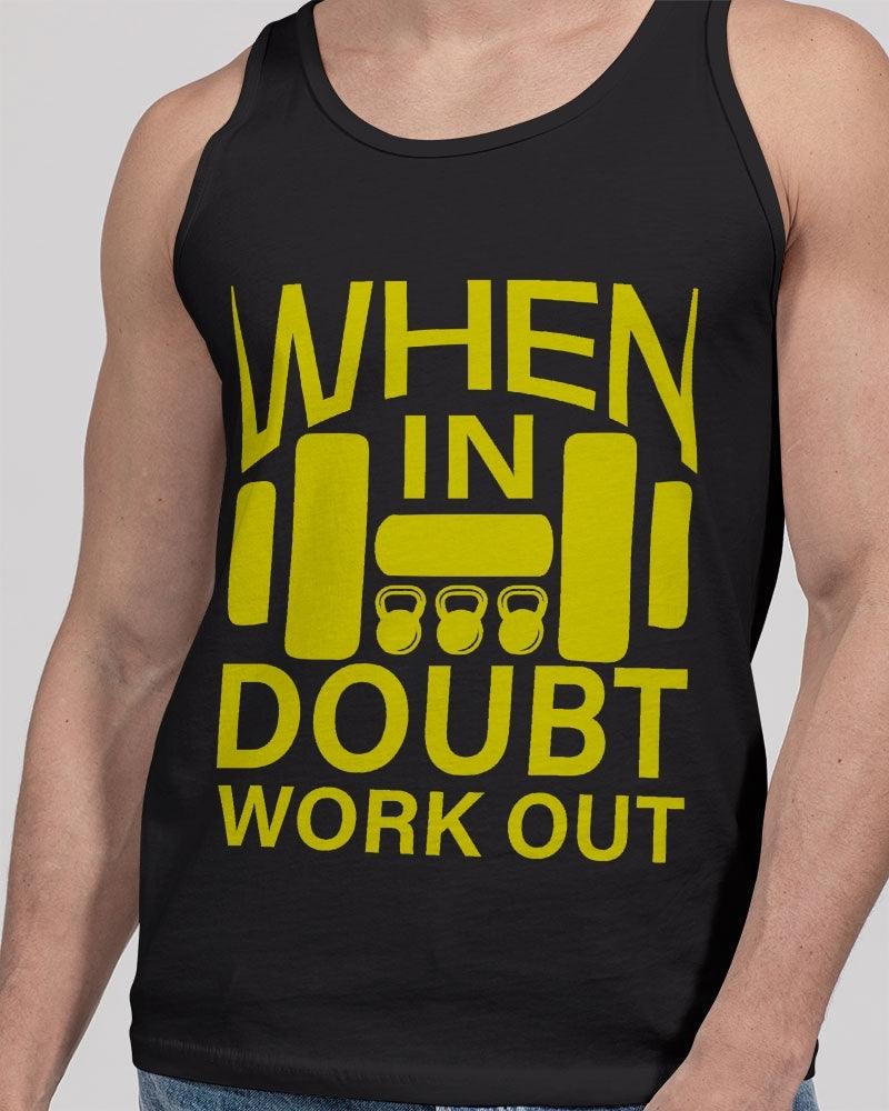 Men's Jersey Tank -Bella + Canvas- When In Doubt, Work Out - Premium  from Elementologie - Just $28.99! Shop now at Elementologie