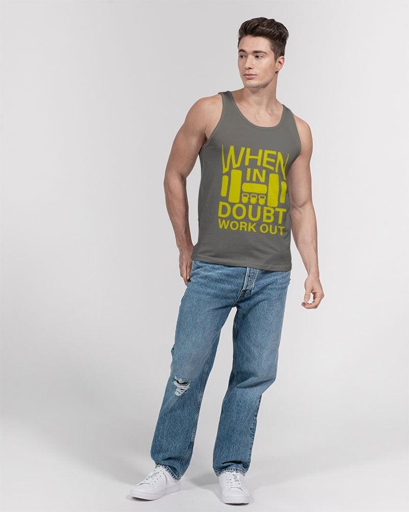 Men's Jersey Tank -Bella + Canvas- When In Doubt, Work Out - Premium  from Elementologie - Just $28.99! Shop now at Elementologie