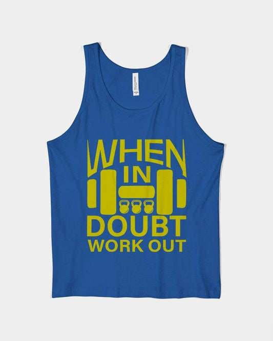 Men's Jersey Tank -Bella + Canvas- When In Doubt, Work Out - Premium  from Elementologie - Just $28.99! Shop now at Elementologie