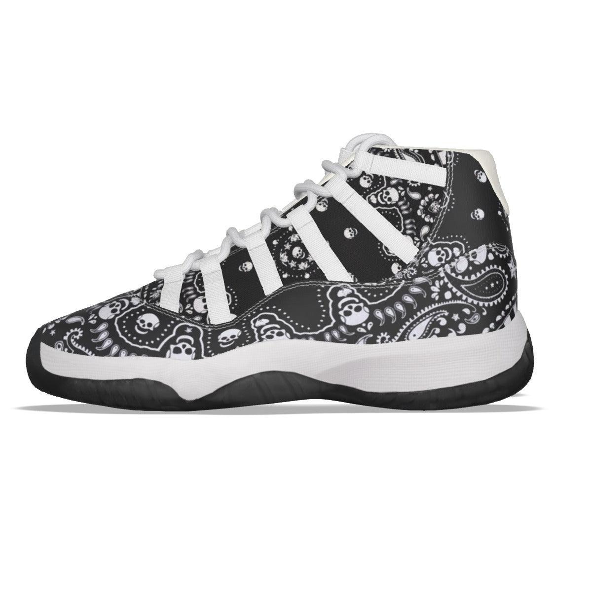 Men's High Top Basketball Shoes-Black Skull Bandana - Premium  from Elementologie - Just $54.99! Shop now at Elementologie