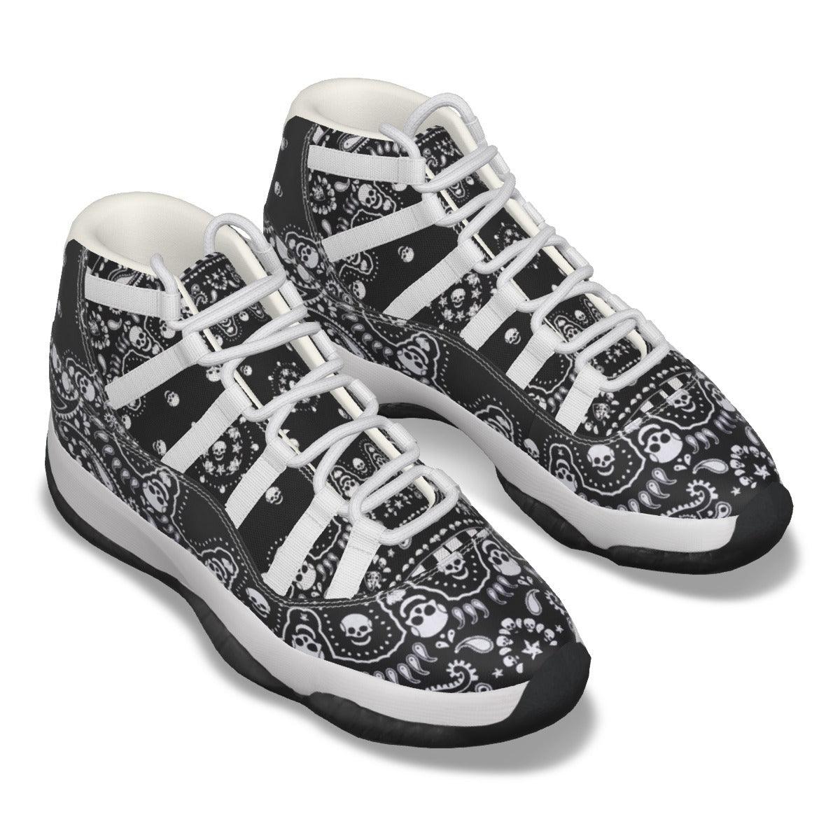 Men's High Top Basketball Shoes-Black Skull Bandana - Premium  from Elementologie - Just $54.99! Shop now at Elementologie