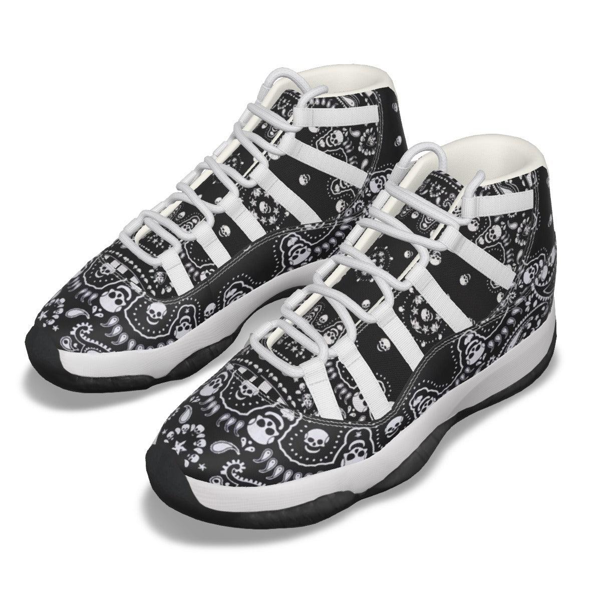 Men's High Top Basketball Shoes-Black Skull Bandana - Premium  from Elementologie - Just $54.99! Shop now at Elementologie