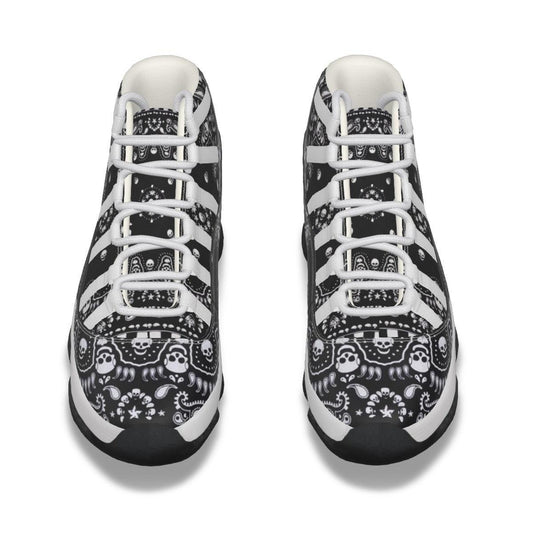 Men's High Top Basketball Shoes-Black Skull Bandana - Premium  from Elementologie - Just $54.99! Shop now at Elementologie