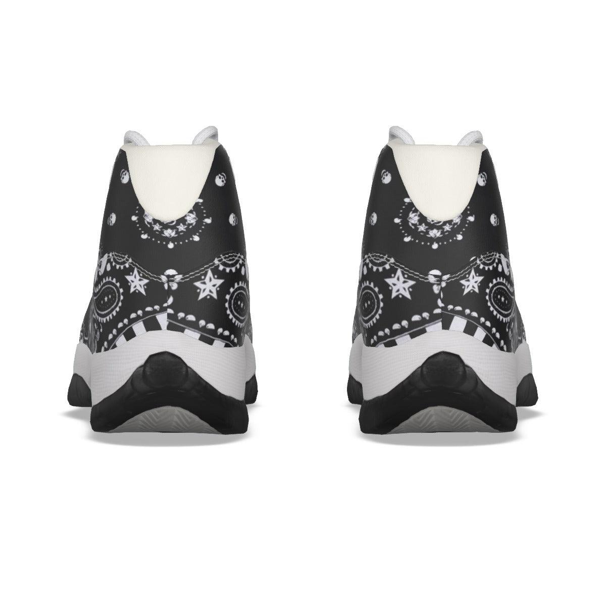 Men's High Top Basketball Shoes-Black Skull Bandana - Premium  from Elementologie - Just $54.99! Shop now at Elementologie