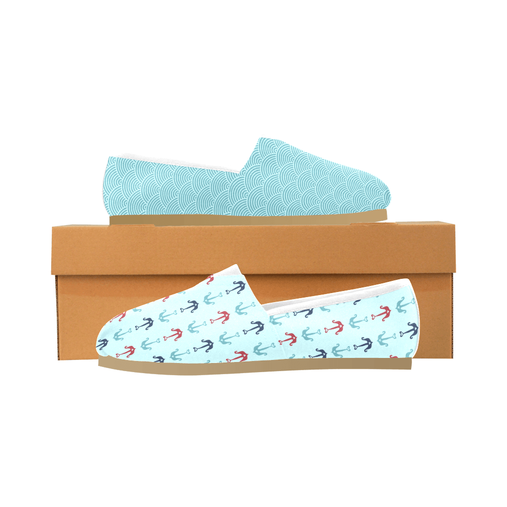 Women's Canvas Shoes (Two Shoes With Different Designs)-Nautical No.01 - Elementologie
