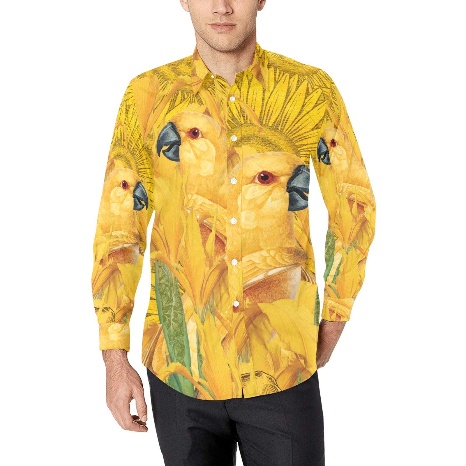 Long Sleeve Shirt-Yellow Parrots - Premium  from Elementologie - Just $44.95! Shop now at Elementologie