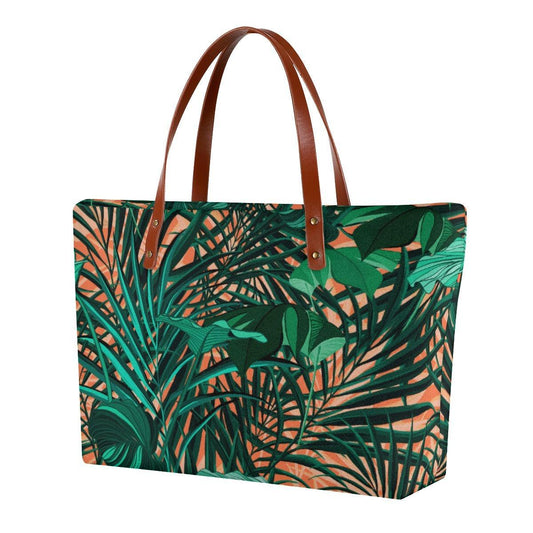 Large Tote-Orange Tropical - Premium  from Elementologie - Just $44.99! Shop now at Elementologie