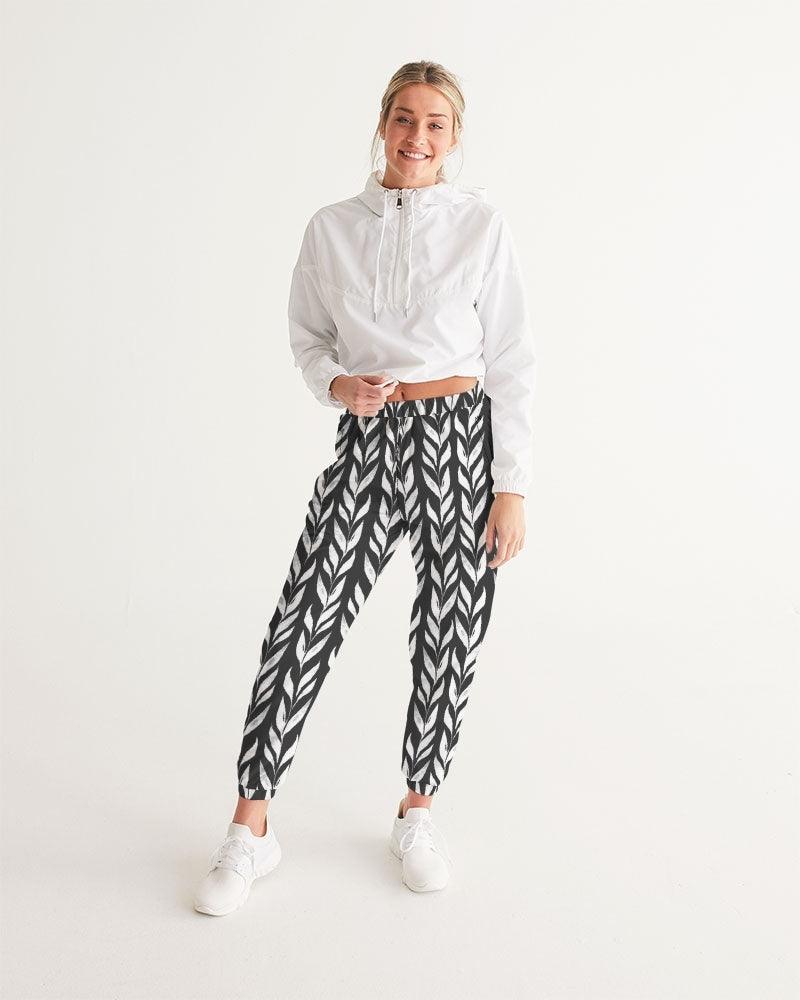 Women's Track Pants-Monochrome leaves - Premium  from Elementologie - Just $54.99! Shop now at Elementologie