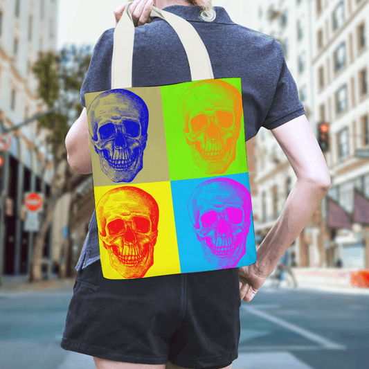 Canvas Tote Bag with Inside Pocket-Pop Art Skulls - Premium  from Elementologie - Just $21.99! Shop now at Elementologie