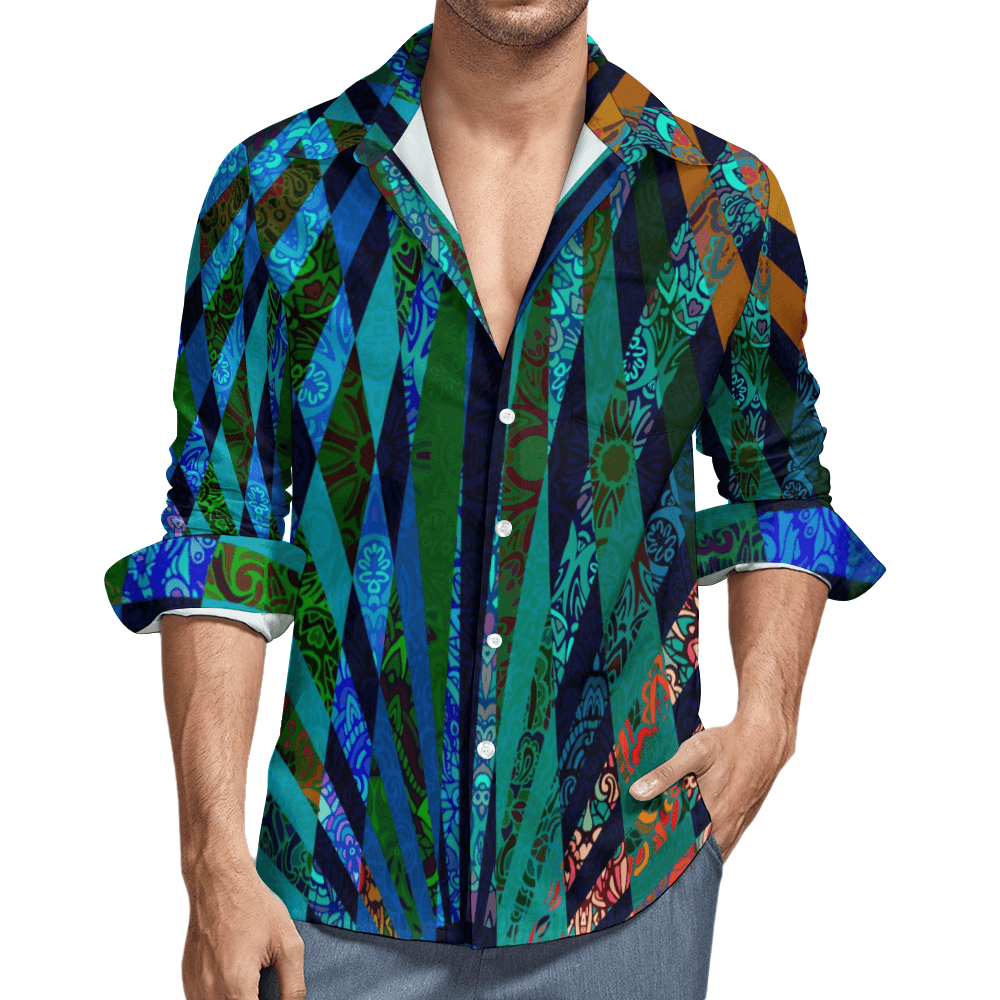 Men's Casual One Pocket Long Sleeve Shirt-Boho No.239 - Elementologie