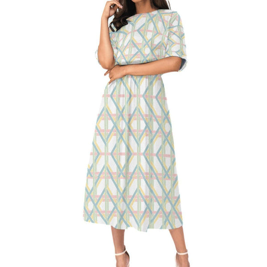 Women's Elastic Waist Dress-Thai Print No.10 - Premium  from Elementologie - Just $32.99! Shop now at Elementologie